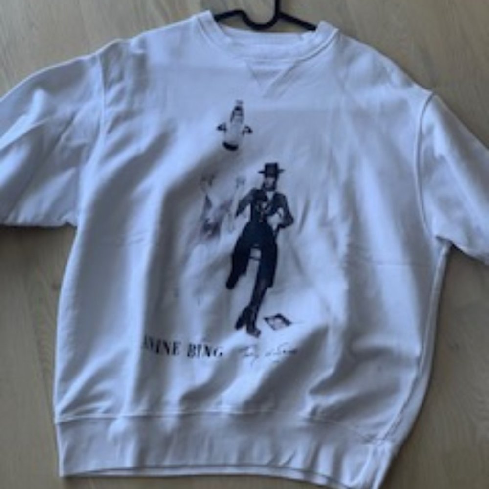 ANINE BING Ramona Sweatshirt AB x TO B White Crewneck Sweater Size Small